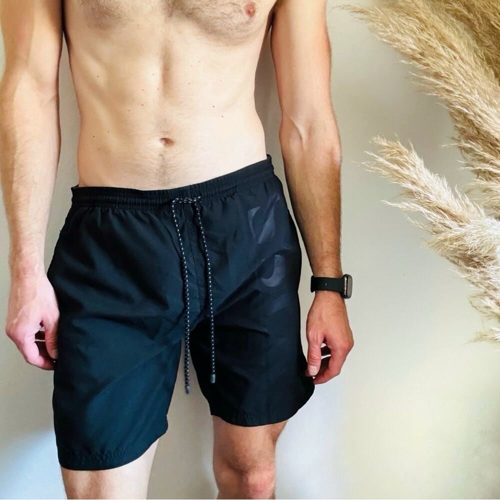 MENS HUGO BOSS Black Casual Athletic Tie Waist Transitional Swim Board Shorts S - Picture 1 of 14
